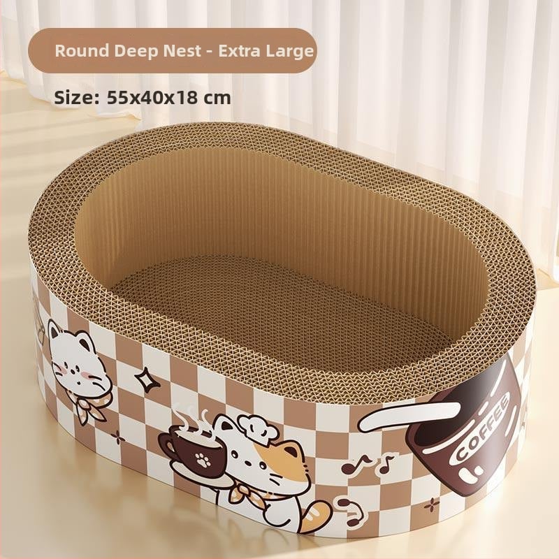 Πίνακας γρατσουνίσματος για γάτες με ενσωματωμένο κρεβάτι, από κυματοειδές χαρτί, μάρκα 7o, μοντέλο QW10309, απλό στυλ