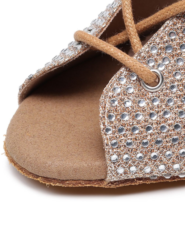 Pantofi de dans - Accente cu diamante pentru dansuri latino și moderne, toc înalt 7,5–11 cm; talpă: cauciuc antiderapant; partea superioară: Alt material; scop: dans modern și latino; caracteristici: respirabile, ușoare, rezistente la uzură, absorb sudoare