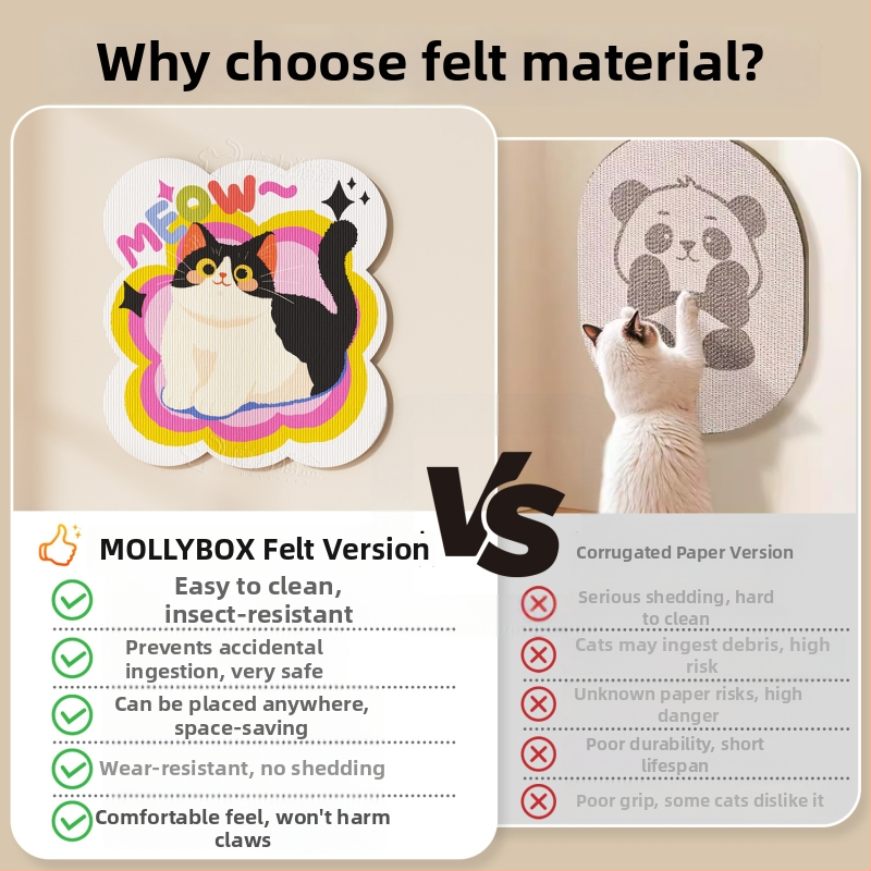 Τοίχο-Κάθετο Κατακόρυφο Γρατσουνίσματος Γάτας από Φελτ — Αυτοκόλλητη Στερέωση, Ανθεκτικό στη Φθορά, Χωρίς Αποκόλληση Νημάτων, Προστατεύει τον Καναπέ, Παιχνίδι-Γρατσουνίσματος