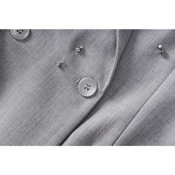 Jachetă sacou damă cu mărgele, poliester, culoare uni, nasturi pe un rând, guler de sacou, conținut poliester 50–70%