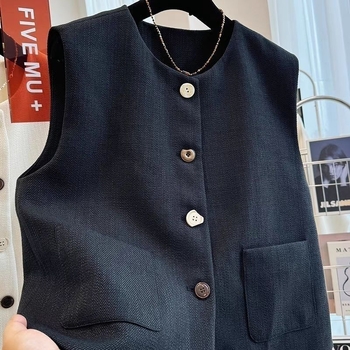 Vesta din Chenille cu elastan, guler polo, lungime scurtă, fără mâneci, stil Suroră Regală