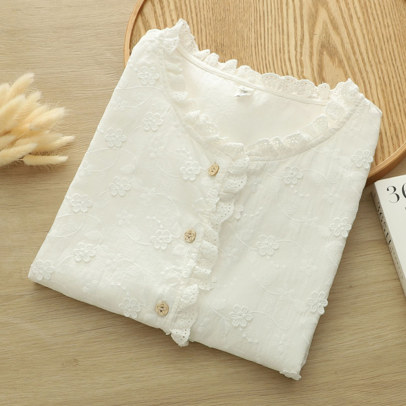 Izšivena pamuk jacquard bez rukava vest s čipkastim ovratnikom, kopčanje na jedan red, 80–90% pamuka, jesen 2025