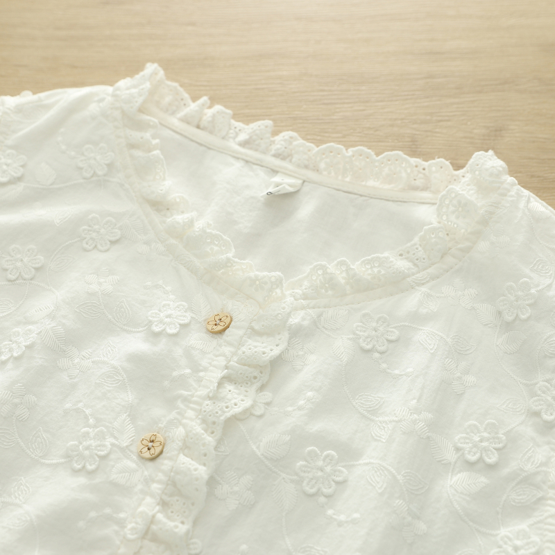 Izšivena pamuk jacquard bez rukava vest s čipkastim ovratnikom, kopčanje na jedan red, 80–90% pamuka, jesen 2025