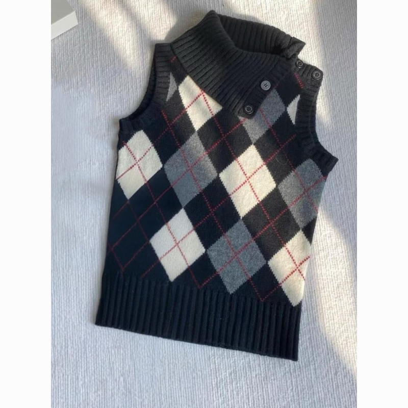 Ženski bezrukavni vest s V izrezom, ultra kratka duljina ≤40 cm, tkanina od ovčjeg kašmira, punilo vuna, osnovni stil za zrelu ženu