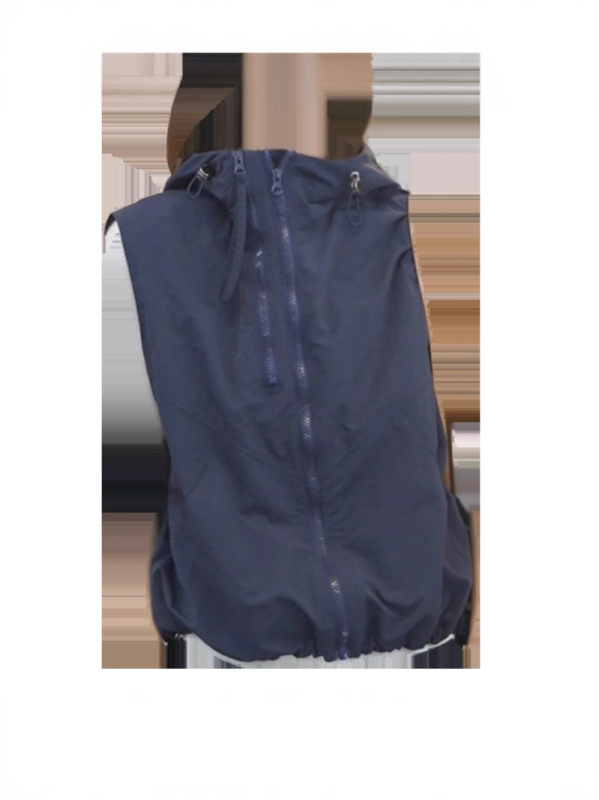 Ženska kratka vest jakna s kapuljačom i šniranjem, poliester, elegantan gradski stil, normalna duljina