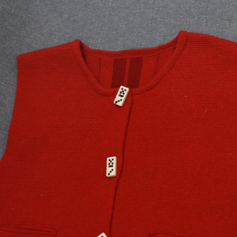 Chenille vest s polo ovratnikom, jednostruki zatvarač, uski kroj, Slim fit