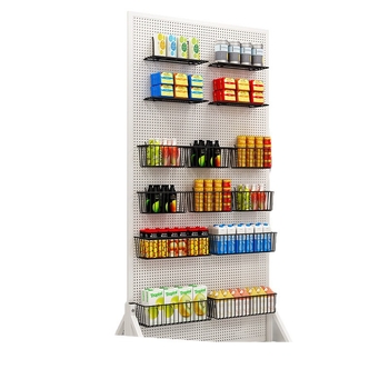 Metalna perforirana ploča s kotačićima za izlaganje nakita, viseće police, 5‑razinski skladišni stalak (bez bušenja)