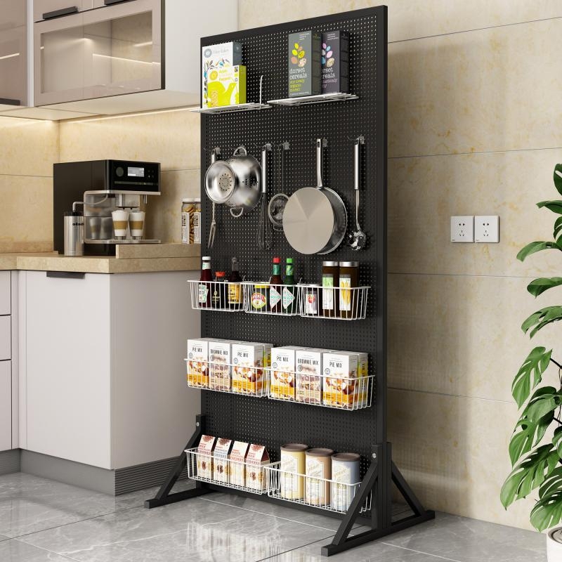 Metalna perforirana ploča s kotačićima za izlaganje nakita, viseće police, 5‑razinski skladišni stalak (bez bušenja)