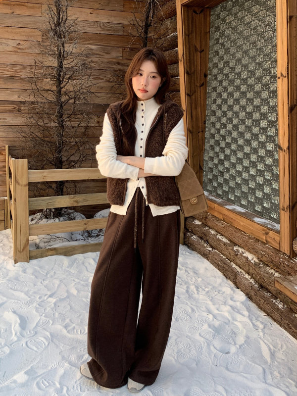 Ženska vest-kardigan s kapuljom i zatvaračem, vunena smjesa, casual stil