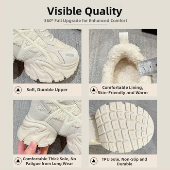 Adidași damă Dad Sneakers, partea superioară din piele + textil, platformă 6–8 cm, închidere cu șireturi, talpă din spumă de cauciuc