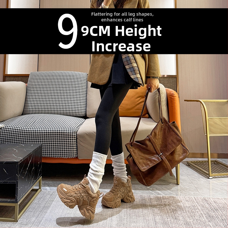 Adidași damă Dad Sneakers, partea superioară din piele + textil, platformă 6–8 cm, închidere cu șireturi, talpă din spumă de cauciuc