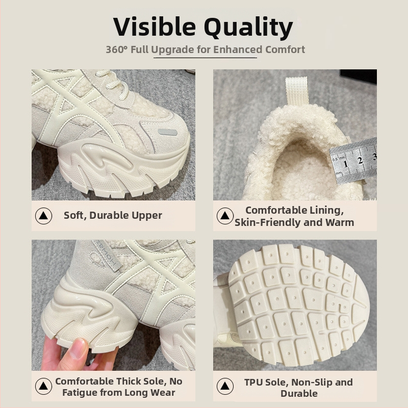 Adidași damă Dad Sneakers, partea superioară din piele + textil, platformă 6–8 cm, închidere cu șireturi, talpă din spumă de cauciuc