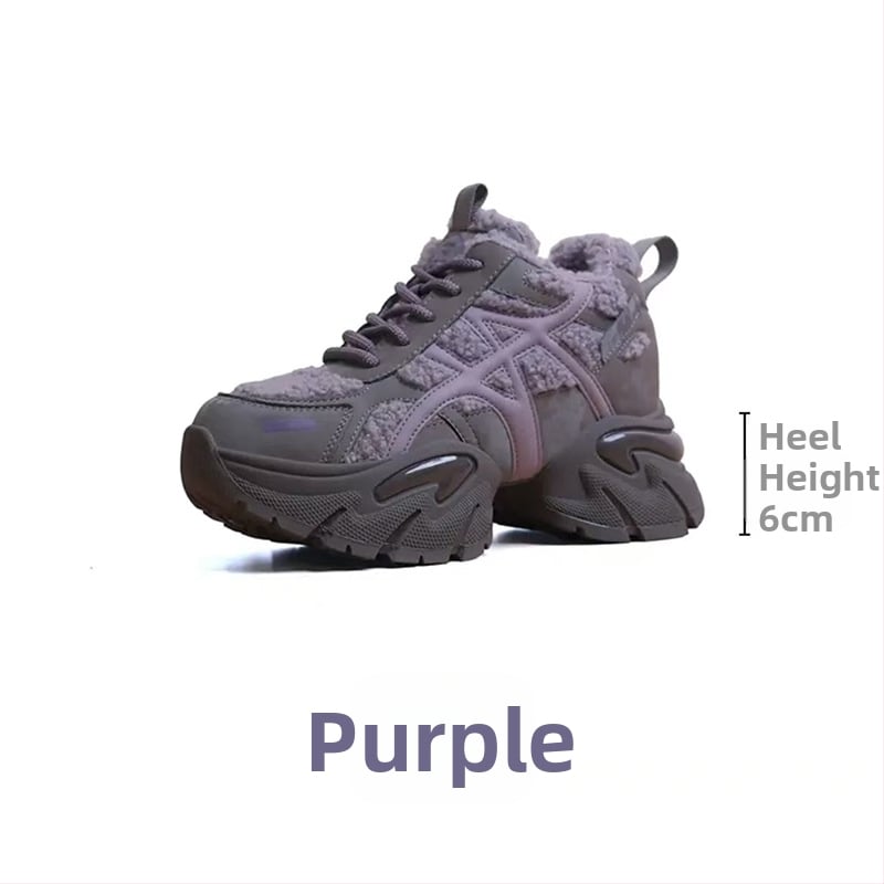 Adidași damă Dad Sneakers, partea superioară din piele + textil, platformă 6–8 cm, închidere cu șireturi, talpă din spumă de cauciuc