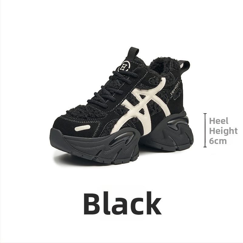 Adidași damă Dad Sneakers, partea superioară din piele + textil, platformă 6–8 cm, închidere cu șireturi, talpă din spumă de cauciuc