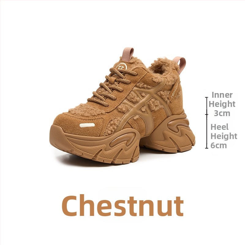 Adidași damă Dad Sneakers, partea superioară din piele + textil, platformă 6–8 cm, închidere cu șireturi, talpă din spumă de cauciuc