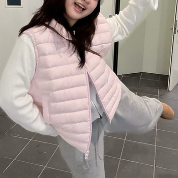 Vesta cu guler înalt, închidere cu fermoar, stil casual coreean, umplutură din poliester, iarna 2026