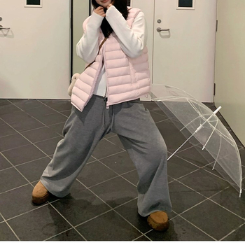 Vesta cu guler înalt, închidere cu fermoar, stil casual coreean, umplutură din poliester, iarna 2026