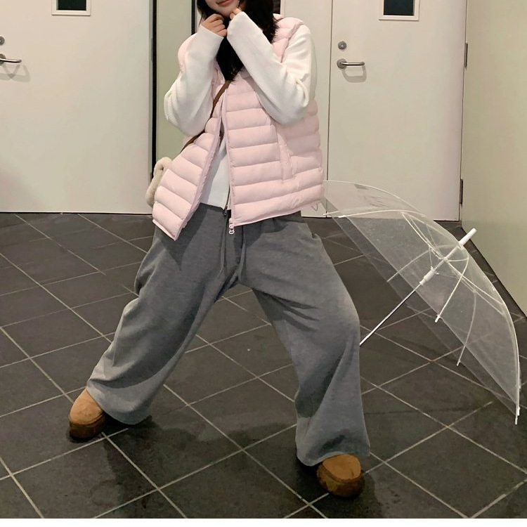 Vesta cu guler înalt, închidere cu fermoar, stil casual coreean, umplutură din poliester, iarna 2026