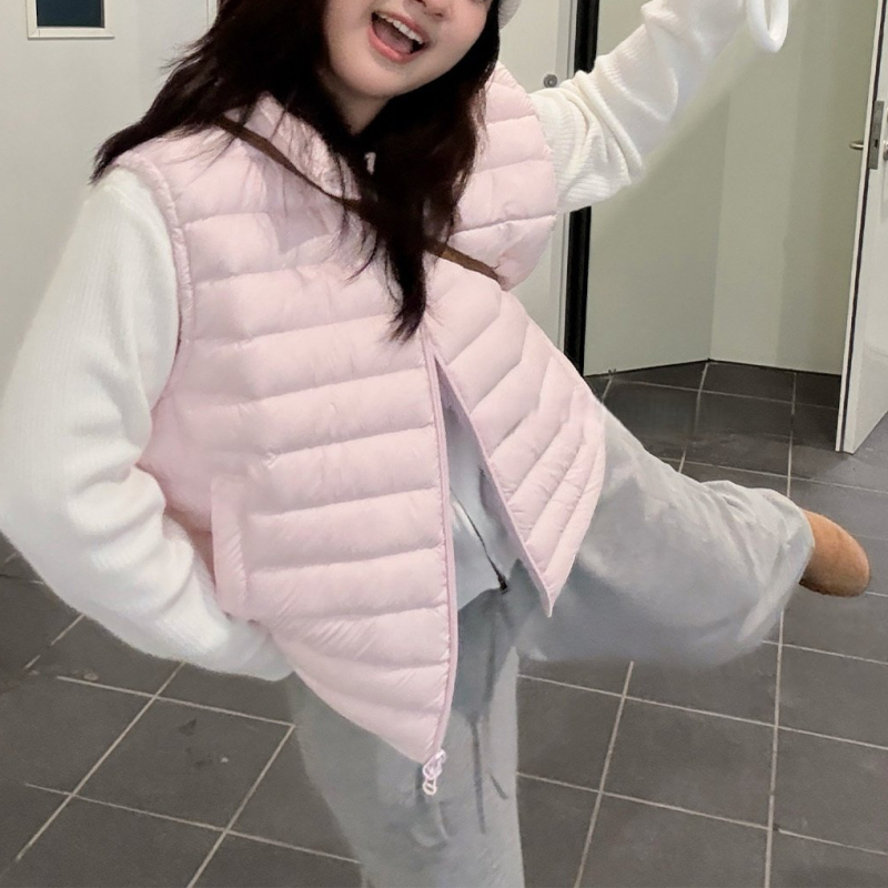 Vesta cu guler înalt, închidere cu fermoar, stil casual coreean, umplutură din poliester, iarna 2026