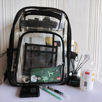Prozirni PVC ruksak za vanjsku upotrebu, vodootporan, kapacitet 20–35 L, kompatibilan s 15-inčnim laptopom, unisex, proljeće 2025
