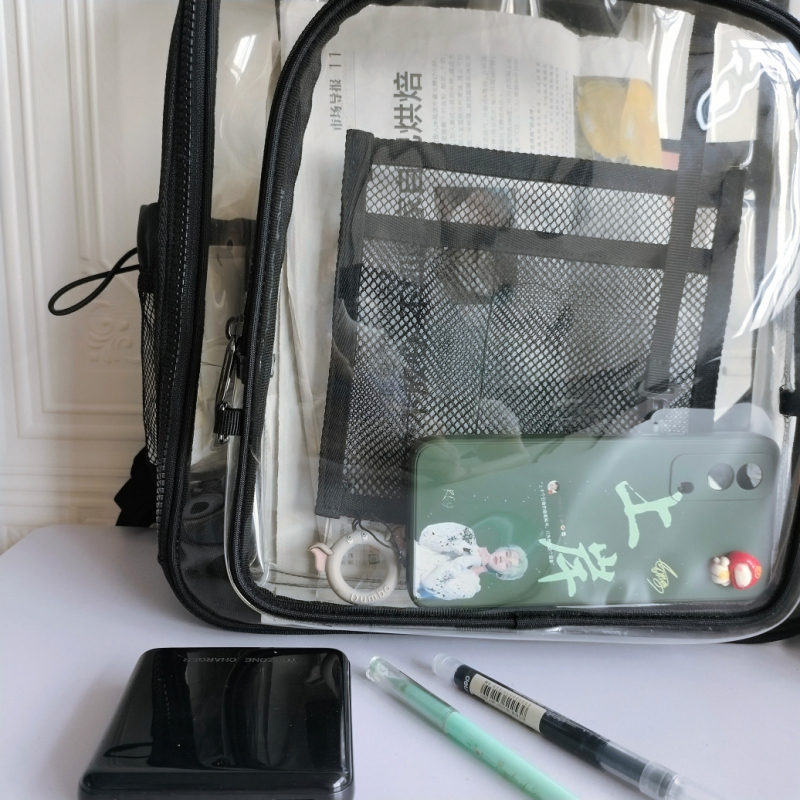 Prozirni PVC ruksak za vanjsku upotrebu, vodootporan, kapacitet 20–35 L, kompatibilan s 15-inčnim laptopom, unisex, proljeće 2025