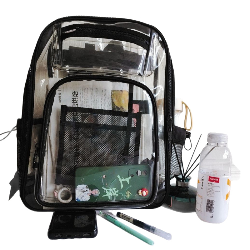 Prozirni PVC ruksak za vanjsku upotrebu, vodootporan, kapacitet 20–35 L, kompatibilan s 15-inčnim laptopom, unisex, proljeće 2025