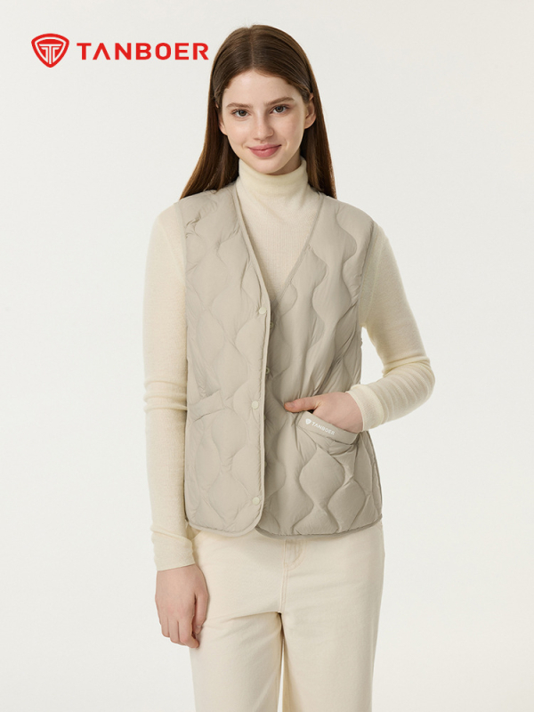 Tambor Ženski prsluk s perjem - V-izrez, Slim fit, Lagani najlon, Punjenje pačjim perjem 86–90%