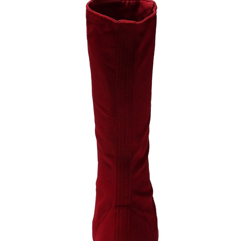 Удължени високи джаз обувки за пол денс и модерен танц, унисекс, платнена горна част, кожена подметка, издръжливи и абсорбират пот, за есен