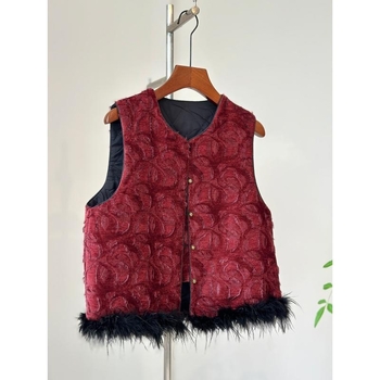 Vesta u kineskom stilu, quilted, od poliestera, punjenje od poliestera, okrugli izrez, slobodan kroj