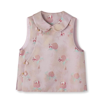 Ženski jacquard vest u novom kineskom stilu s Doll Collarom, slim krojem, 95% poliester
