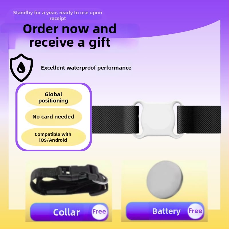 Яка за локатор на домашни любимци с GPS – компактна, ABS материал, батерия тип бутон, проследяване по целия свят, 10 g, произход Shenzhen