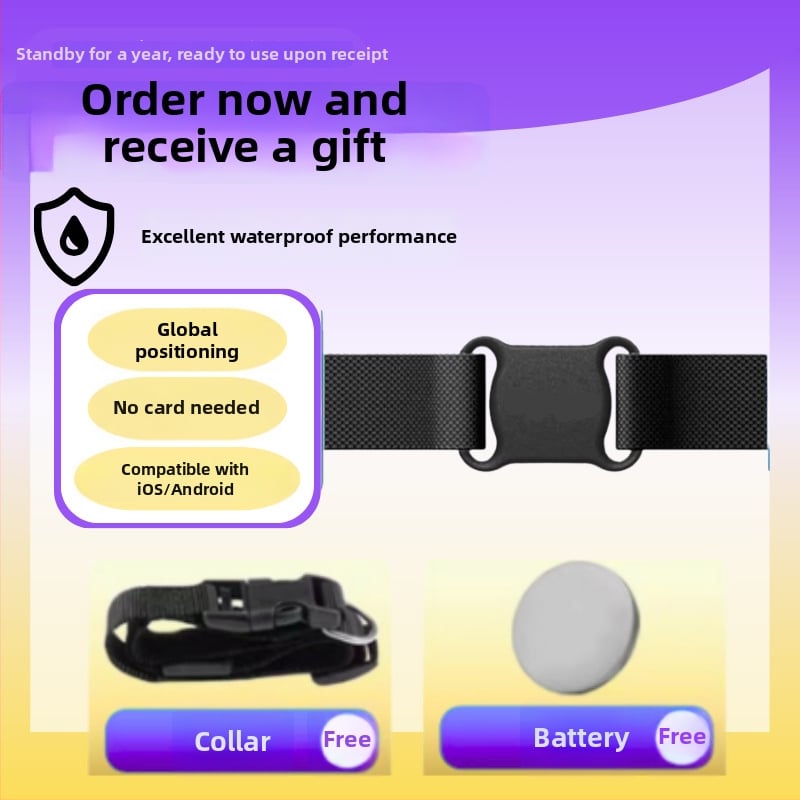 Яка за локатор на домашни любимци с GPS – компактна, ABS материал, батерия тип бутон, проследяване по целия свят, 10 g, произход Shenzhen