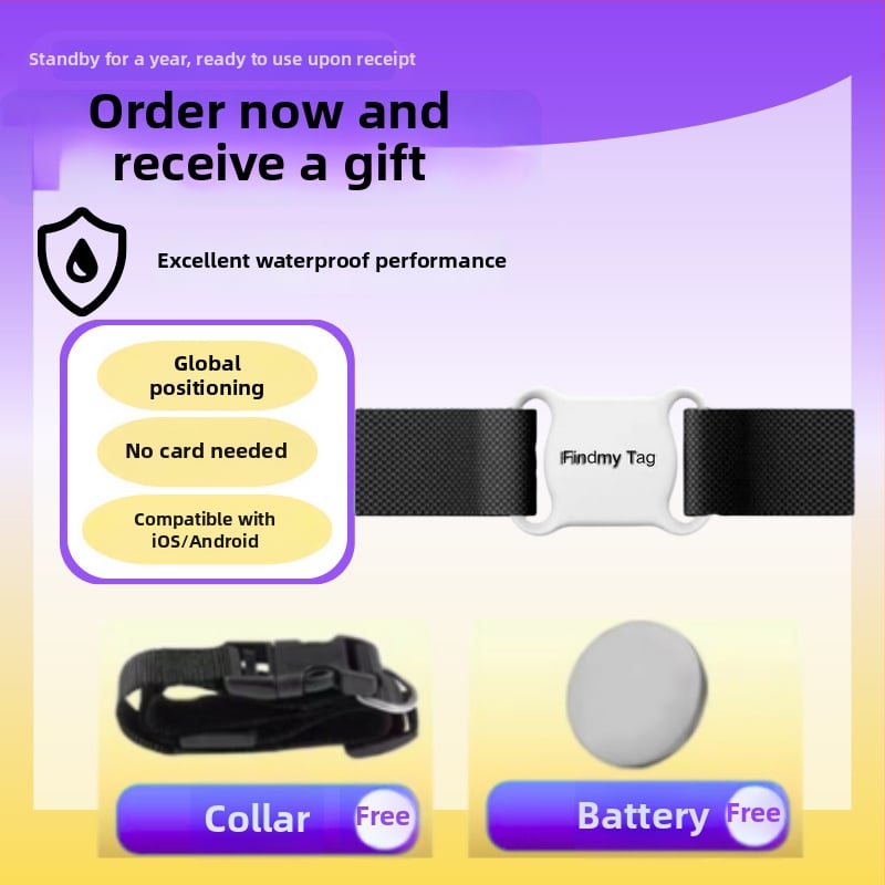 Яка за локатор на домашни любимци с GPS – компактна, ABS материал, батерия тип бутон, проследяване по целия свят, 10 g, произход Shenzhen