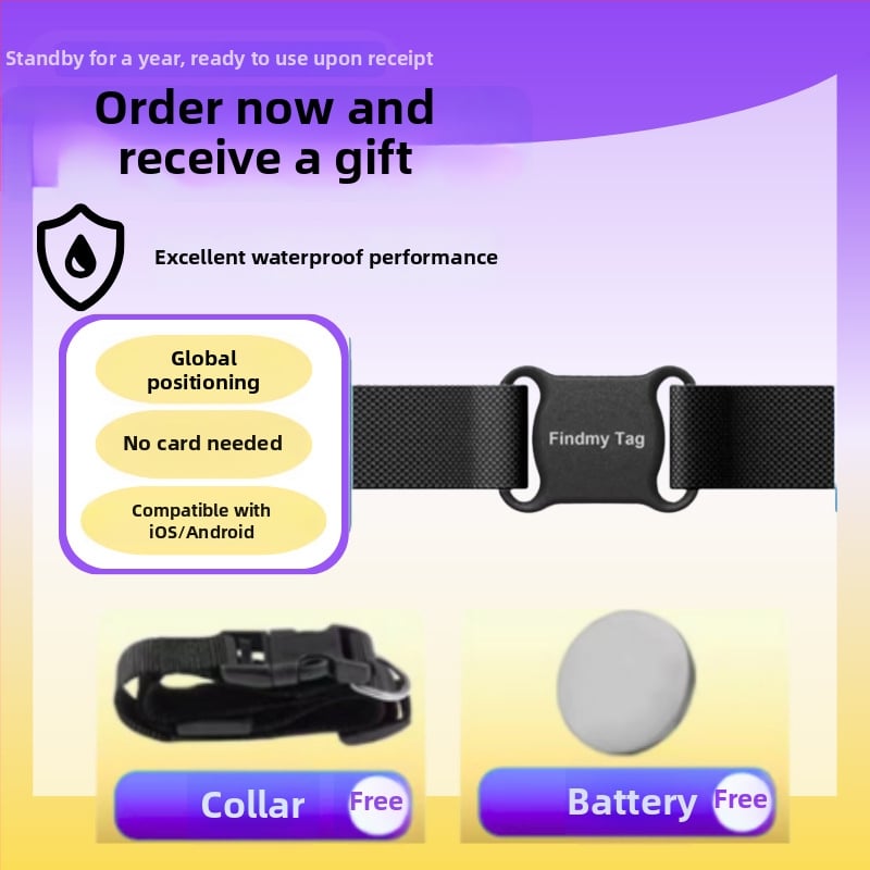 Яка за локатор на домашни любимци с GPS – компактна, ABS материал, батерия тип бутон, проследяване по целия свят, 10 g, произход Shenzhen