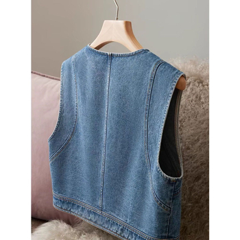 Chenille-Spandex bez rukava prsluk, okrugli izrez, opušteni svakodnevni kroj, jednostruko kopčanje, duljina 50–65 cm, ljeto 2025