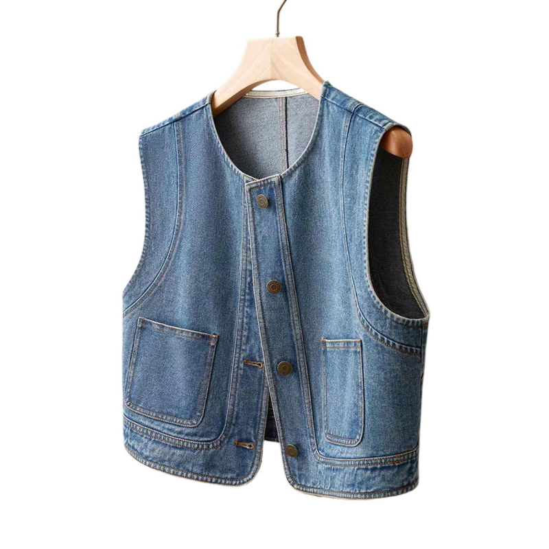 Chenille-Spandex bez rukava prsluk, okrugli izrez, opušteni svakodnevni kroj, jednostruko kopčanje, duljina 50–65 cm, ljeto 2025