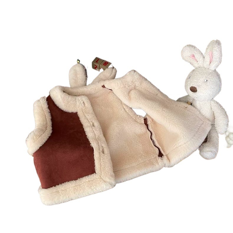 Vesta za djevojčice od chenille s vunenim punjenjem, polo ovratnik, zatvara se jednim gumbom, kratka duljina