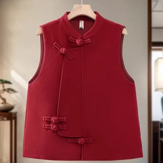 Vesta sa stojećim ovratnikom, žabice kopči, 3D uzorak, poliester