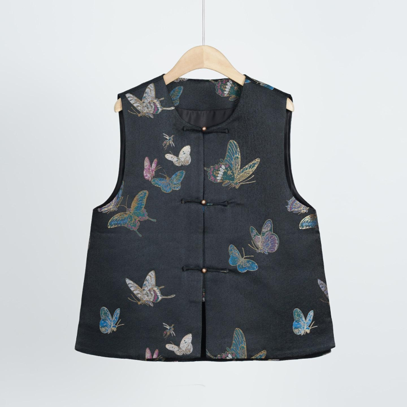 Prsluk s okruglim izrezom, poliester 95%+, uski kroj, jesen 2025, za žene