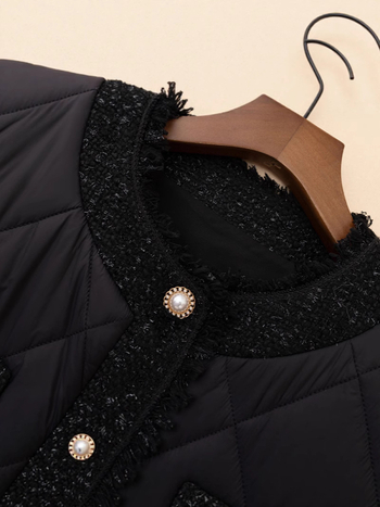 Ženska vesta s poliesterskim punjenjem, okrugli izrez, kratka duljina, poliester tkanina, poliester punjenje