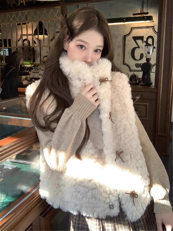 Vesta de blană pentru femei, iarnă 2025, guler stand, umplutură din lână de miel, țesătură exterioară: rayon