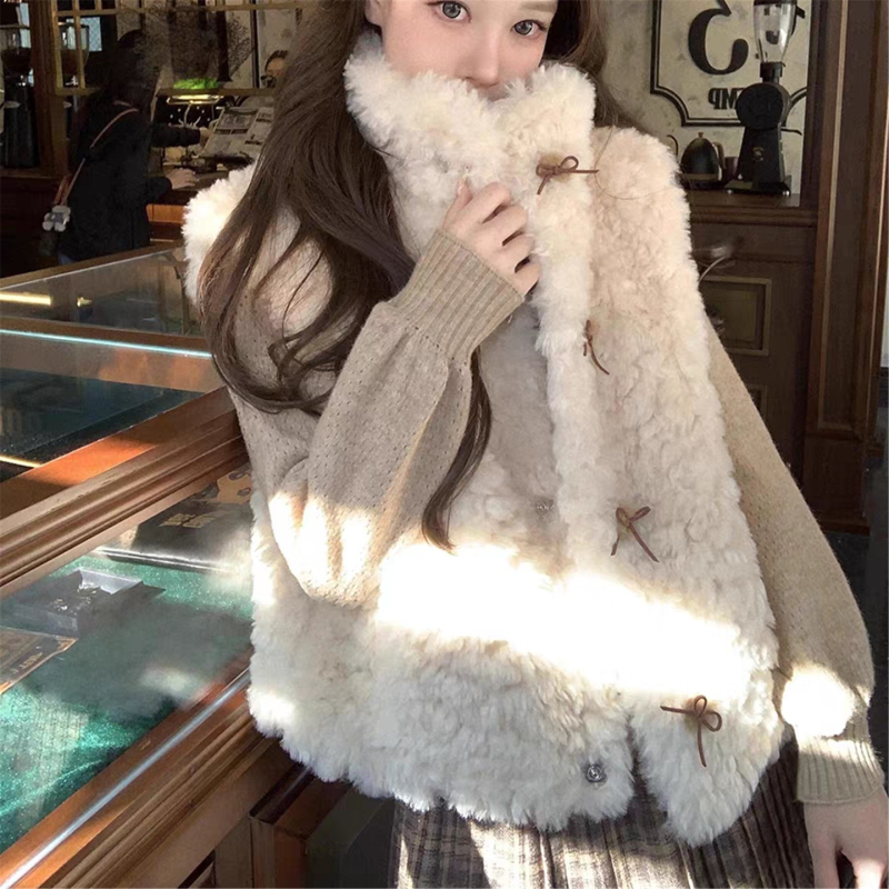 Vesta de blană pentru femei, iarnă 2025, guler stand, umplutură din lână de miel, țesătură exterioară: rayon