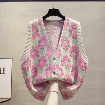 Ženska akrilna pletena vesta bez rukava s V-izrezom i halter stilom, redovan uzorak, proljeće 2025