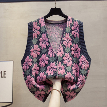 Ženska akrilna pletena vesta bez rukava s V-izrezom i halter stilom, redovan uzorak, proljeće 2025