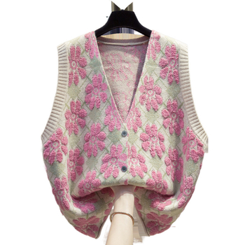 Ženska akrilna pletena vesta bez rukava s V-izrezom i halter stilom, redovan uzorak, proljeće 2025