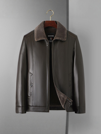 PU kožna jakna za muškarce s reverom, zatvaračem, vunenom podstavom, zimska vanjska odjeća