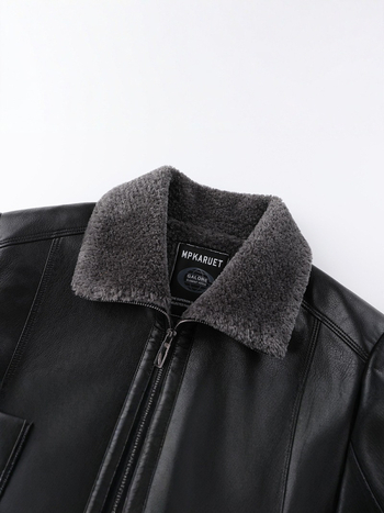 PU kožna jakna za muškarce s reverom, zatvaračem, vunenom podstavom, zimska vanjska odjeća