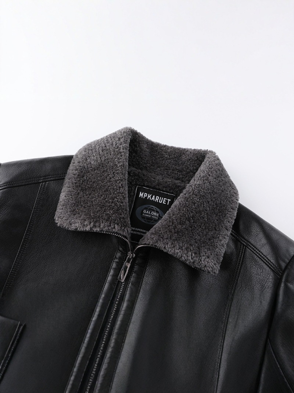 PU kožna jakna za muškarce s reverom, zatvaračem, vunenom podstavom, zimska vanjska odjeća