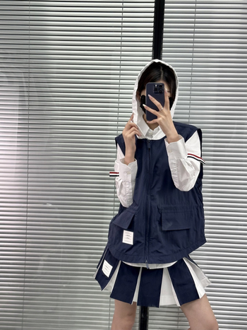 Ženski prsluk sa zipom, V-izrez, blok boja, pamuk, udoban kroj