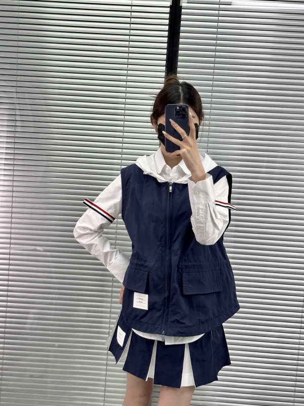 Ženski prsluk sa zipom, V-izrez, blok boja, pamuk, udoban kroj